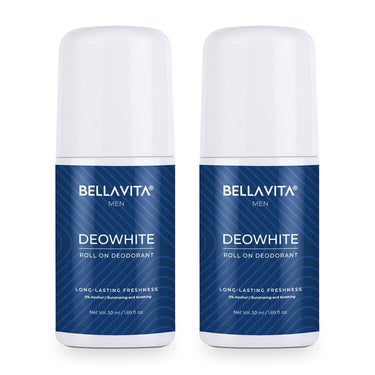 BELLAVITA Deo White Natural Underarm Roll On Deodorant for Men |Control Odour|Alcohol-Free| Antiperspirant for Long Lasting Freshness, 50ml Each (Pack of 2)